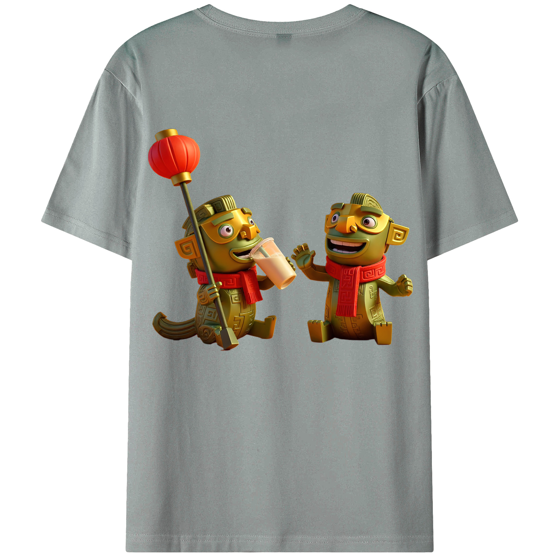 （画像用） Ne Zha 2 ナタ 魔童の大暴れ 綿100％ メンズ半袖Tシャツ（バックプリント） 通気性